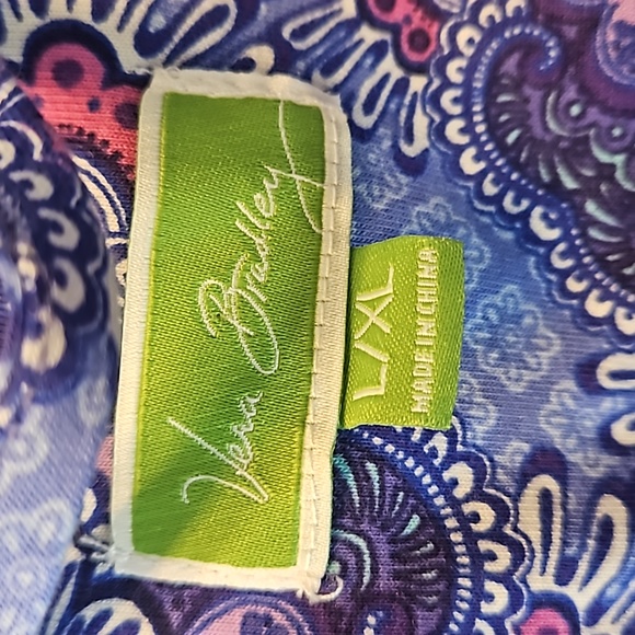 Vera Bradley | Women's Purple Paisley Terry Self-Tie Loungewear Hoodie Robe L/XL - Picture 8 of 11